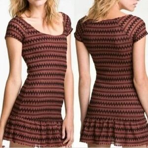 Free People Cozy Day Knit Sweater Dress Above Knee Medium Short Sleeve Boho‎